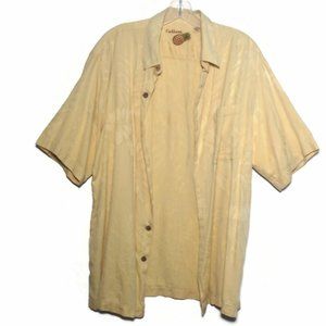 Caribbean Men's Silk Collared Dress Shirt Yellow L